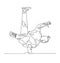 Continuous one line drawing of young guy breakdancer