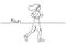 Continuous one line drawing of young woman athlete runner focus sprint run. Character girl running around isolated on white