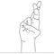 Continuous one line drawn Fingers crossed Vector