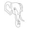 continuous one line elephant head with white isolated background