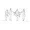 Continuous one line family multi generation, Parents swinging kids