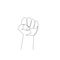 Continuous one line fist. Sign of protest, resistance, rebellion. Stock illustration.