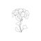 Continuous one line geranium, pelargonium flower. Moden style flower for logo, icon emblem or web banner. Hand drawn