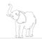 Continuous one line hand drawing elephant