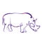 Continuous one line hand drawing rhinoceros rhino