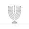 Continuous one line Hanukkah candle. Vector illustration.