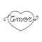 Continuous One Line heart and script cursive text amor love in Spanish. Vector illustration for poster, card, banner valentine