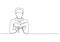 Continuous one line person read book. Young man reading and standing. Vector illustration college boy study education theme