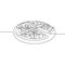 Continuous one line Pizza. Fast food. Vector illustration.