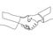 Continuous one line vector illustration of a handshake. Handshaking of business partners drawn by one single line. Business