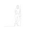 Continuous one line woman lean against wall. Vector illustration.