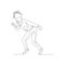 Continuous one line woman in shirt dancing twist. Vector