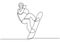 Continuous one single line drawing of winter sport of snowboarding. A man on the snowboard jumping freestyle. Vector minimalism