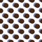 Continuous pattern of chocolate chip cookies with a shadow on a white background. Isolated