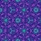 Continuous shining pattern on blue and violet silk kaleidoscope