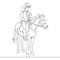 Continuous single drawn line art doodle cowboy