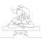 Continuous single drawn line art doodle girl, cowboy