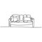 Continuous single drawn line sofa with cushions. Armchair furniture. Interior sketch of the living room. One drawing line drawn by