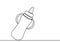 Continuous single drawn one line bottle for feeding babies. Bottle nipple of baby pacifier. Baby feeding concept line art minimal