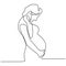 continuous single drawn one line pregnant woman, hand-drawn picture silhouette. Vector illustration