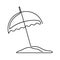 Continuous single drawn one line umbrella for beach hand-drawn picture silhouette. Line art. sun protection umbrella. Summer