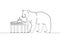 Continuous single drawn single line animal bear symbol of the city Berlin Brandenburg Gate