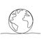 Continuous stylized modern globe drawing. Flat vector linear illustration