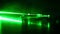 Continuous wave green laser propagates through the optical components. Laser Safety.