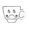 Contour coffee cup with moustache icon