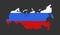 Contour conditional map of Russia in the colors of the Russian flag. Flat map of the borders of the Russian Federation. Scalable