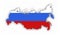 Contour conditional map of Russia in the colors of the Russian flag. Flat map of the borders of the Russian Federation. Scalable