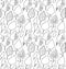 Contour decorative seamless pattern with leaves. Vector texture for coloring book.