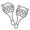 Contour design maracas and the icon of an ancient percussion instrument. Symbol for web sites on a white background