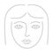 Contour drawing of a female face.Black and white image.Stylized face of a girl. outline.Vector image