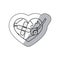 contour earth planet heart with stethoscope and band aid icon