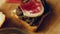 Contour effect of Antarctica Cuisine Secret. Mushroom Pate sandwich with Red Radish 4k Recipe