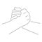 Contour gesture handshake human greeting. Icon of two hands in arm wrestling