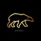 Contour golden bear logo on a black background. For printing on clothes, symbol of organization.