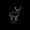Contour golden deer logo on a black background. For printing on clothes, symbol of organization.