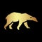 Contour golden polar bear logo on a black background. For printing on clothes, symbol company.