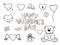 Contour hand drawn elements for Valentine\\\'s Day
