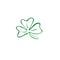 Contour hand drawn watercolor illustration of tufolium clover with three leaves