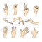 Contour hand gestures collection - vector