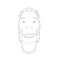 Contour head of a Neanderthal. Contour head of a prehistoric man. Front view. Vector illustration