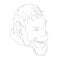 Contour head of a Neanderthal. Contour head of a prehistoric man. Isometric view. Vector illustration