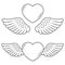 Contour heart with wings symbol love icon design tattoo.