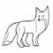 Contour image of a fox. Black silhouette of an animal. Doodle icon of a sitting fox. Simple black hand drawing for decoration.