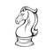 Contour knight chess horse. Proud mustang mascot. Symbol of smart play. Contour object