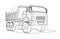 Contour large dump truck. For coloring book page. The dump truck is carrying cargo.