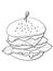 contour line illustration food european cuisine fast food burger with vegetables and cutlet design element logo sticker print and
